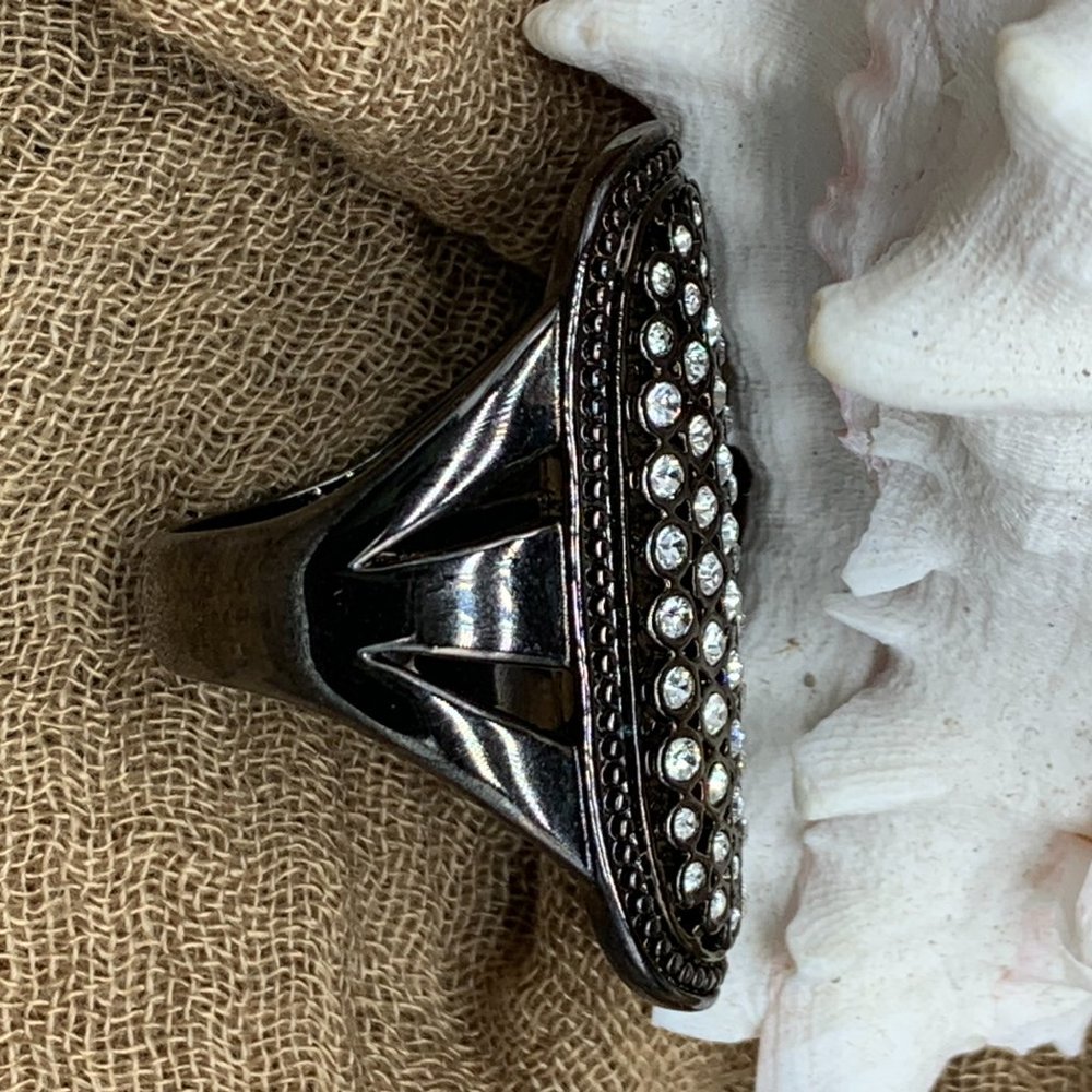 COSTUME RING_BLACK&GLASS - Picture 2 of 8